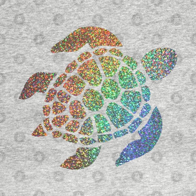Holographic Rainbow Ombre Faux Glitter Turtle by Felicity-K